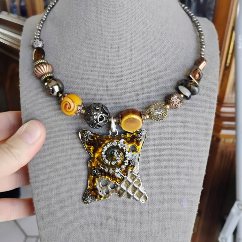 Unusual Treska beaded Statement necklace